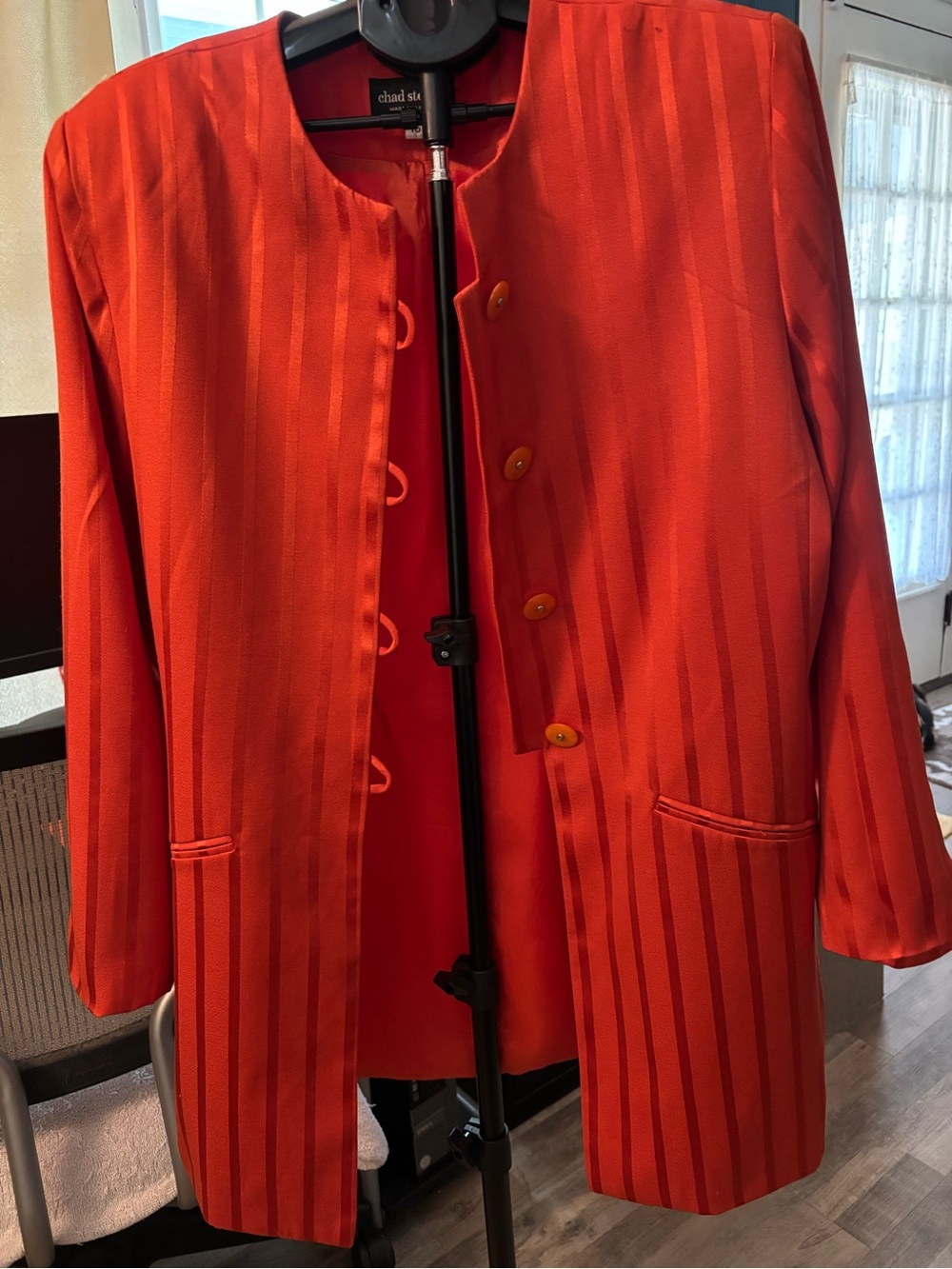 Chad Sigm Red Striped Long Blazer Jacket